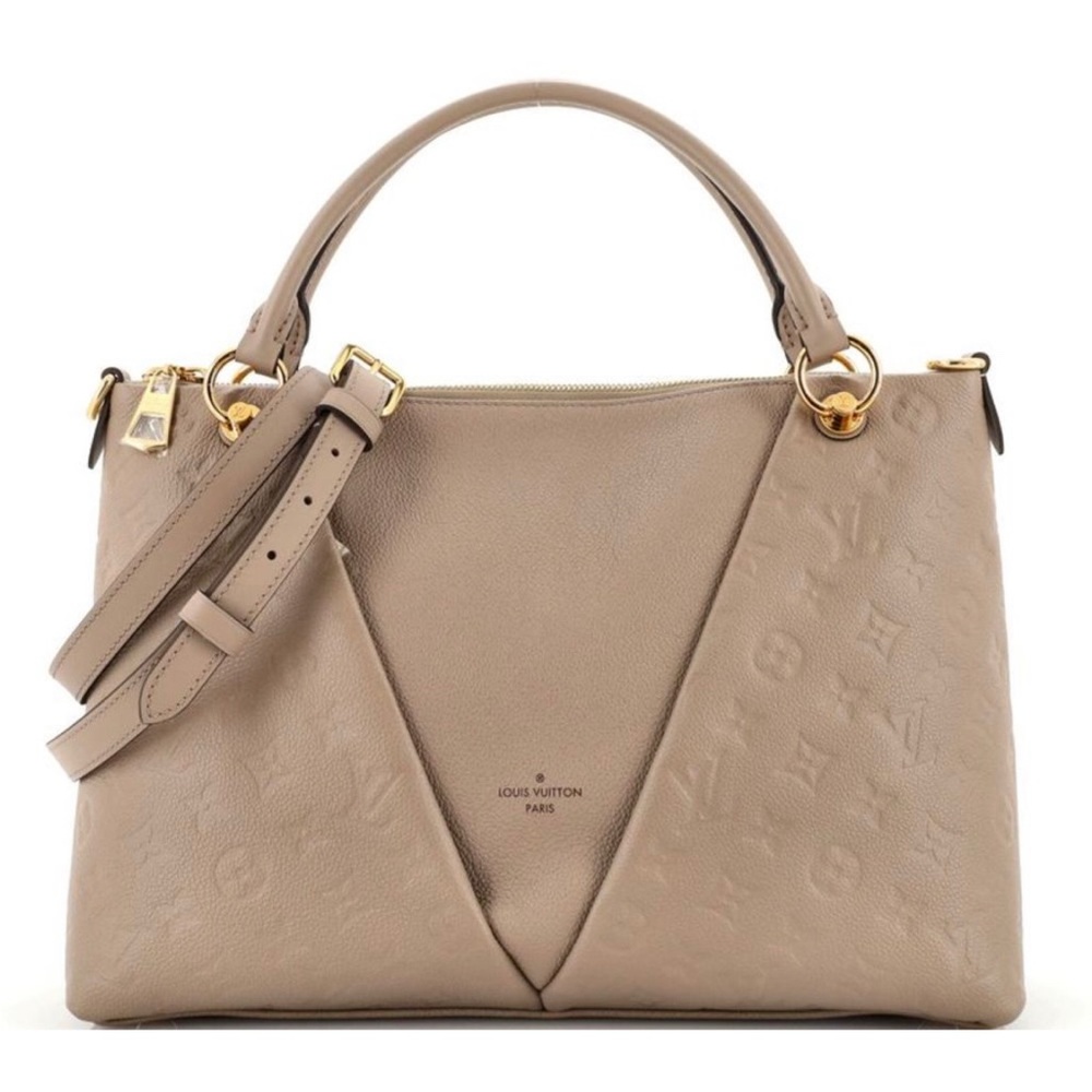 💯%Authentic LV V tote MM Turtledove Empreinte Leather
